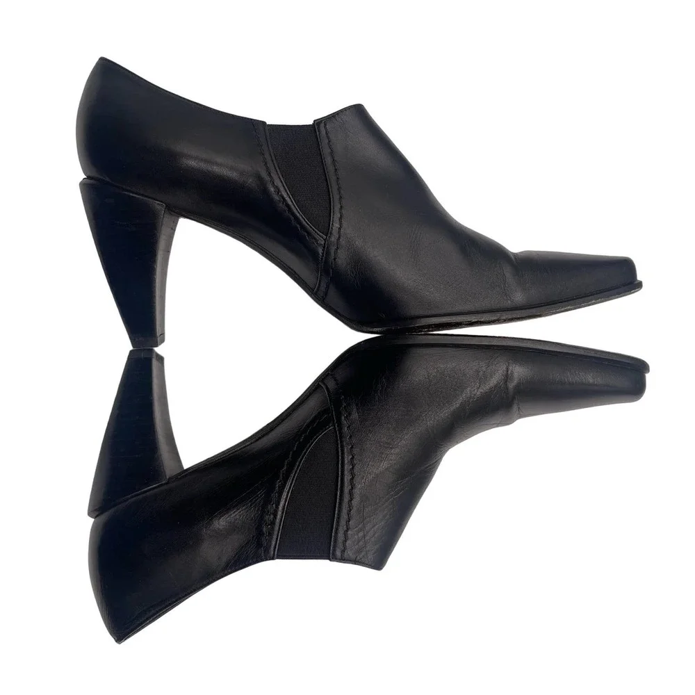 Stuart Weitzman Ankle Heeled Boots Pointed Toe Black Leather Sz 8W 73517 - Picture 4 of 15